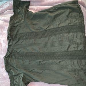 olive green pintuck blouse, worn 1 time - like new